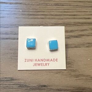 Dainty Zuni Turquoise Square Studs